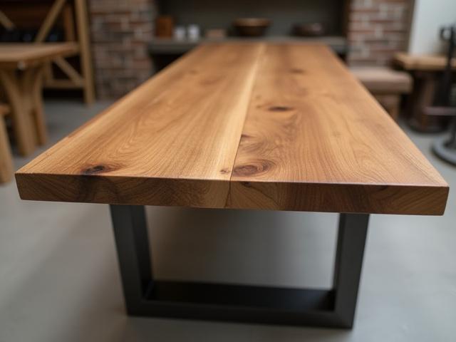 Specialbygget egetræs- og stålbord til kunde i Aarhus