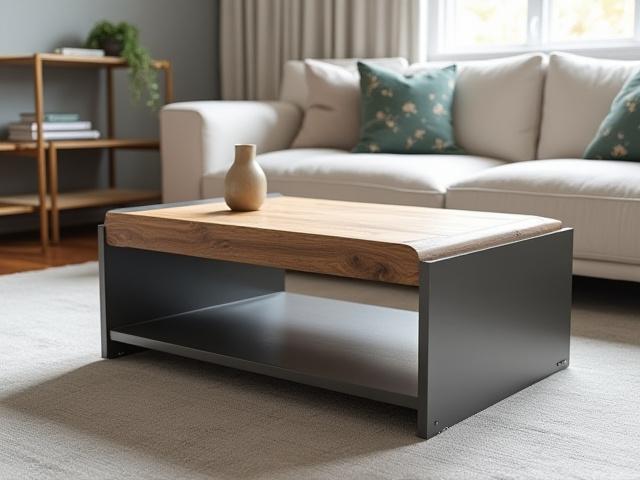 Moderne sofabord i et mix af metal og massivt træ