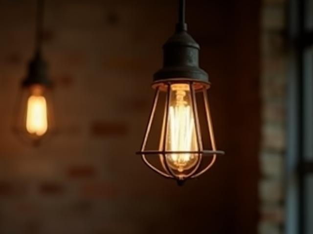 Hængelampe i retro-industriel stil med metalbur